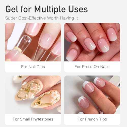 CurvLife Nail Tips Semi Solid Nail Glue 2g (5pcs) - Super Strong, Soft Glue Gel Quick Drying Adhesive for Press On Nails, No UV Light Needed
