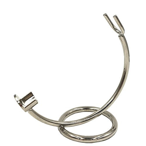 Curved Chrome Razor Stand ? All-Metal Chrome-Plated Holder for Safety Razors with Handle Length 80 mm & Up ? Sleek Finish & Sturdy Design