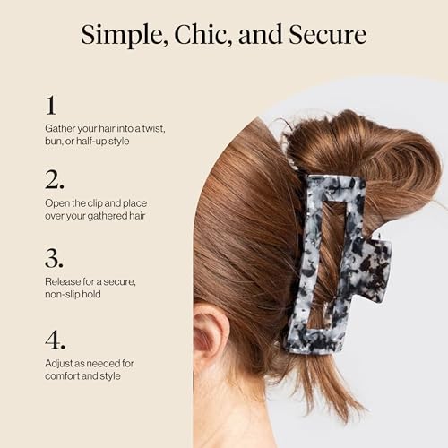 Kitsch Jumbo Open Hair Claw Clip for Women - Non-Slip Strong Hold
