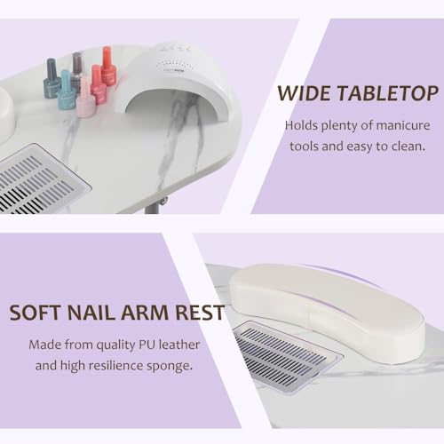 AGESISI Portable Manicure Table Foldable Nail Desk with Dust Collector