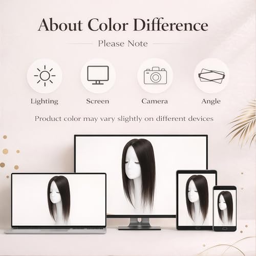 360° Human Hair Topper for Women with Clip-in Bangs - 12 Inch