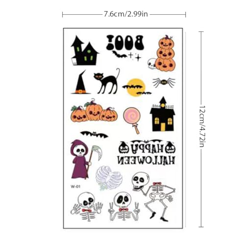Halloween Temporary Tattoos for Kids - 10 Sheets 150+ Designs