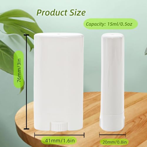 50 Pieces Plastic Empty Deodorant Containers, 15Ml/0.5Oz Oval Twist-Up Lip Balm Tubes Bulk, Travel Refillable Container for Lotion Bars, Shaving Soap Lipstick DIY