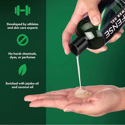 Defense Soap Peppermint Tea Tree Body Wash | All Natural Organic Shower Soap for Athletes | Odor Control & Skin Fungal Protection for Sports, Post Workout & Recovery - 32 oz