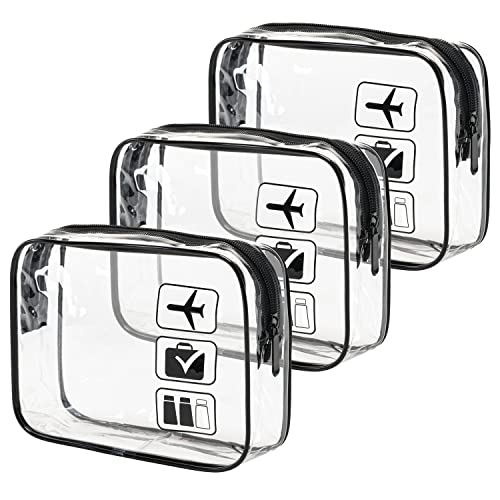 TSA Approved Clear Toiletry Bag Set, 3-Pack Quart Size