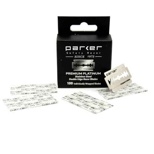 Parker Premium Platinum Double Edge Safety Razor Blades - 100 Count Salon Pack | Swedish Steel, Platinum-Tungsten-Chromium Coated | Smooth, Comfortable Shave | For Barbershop & Home Use