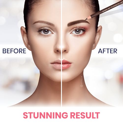 Stylia Waterproof Eyebrow Pencils For Women ? Long-Lasting Microblading Supplies Brow Pencil, Perfect for Eyebrow Shaper, Filling & Defining Natural-Looking Brow - (12PC in 5 Colors)
