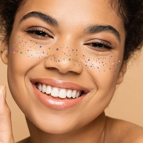 Mardi Gras Face Freckles Metallic Flash Tattoos - Set of 10