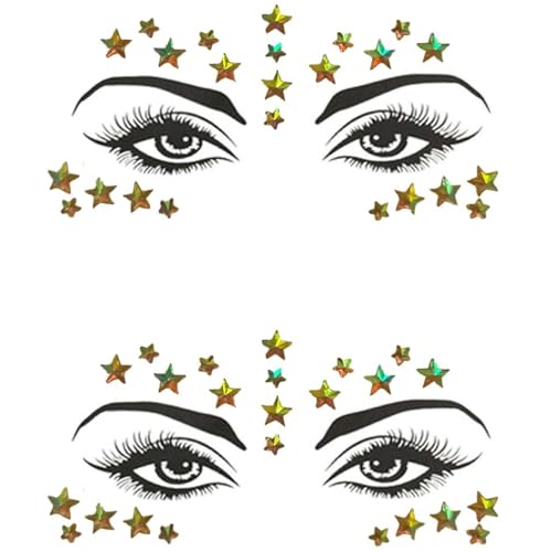 Gold Star Face Gems Rhinestones Self-Adhesive