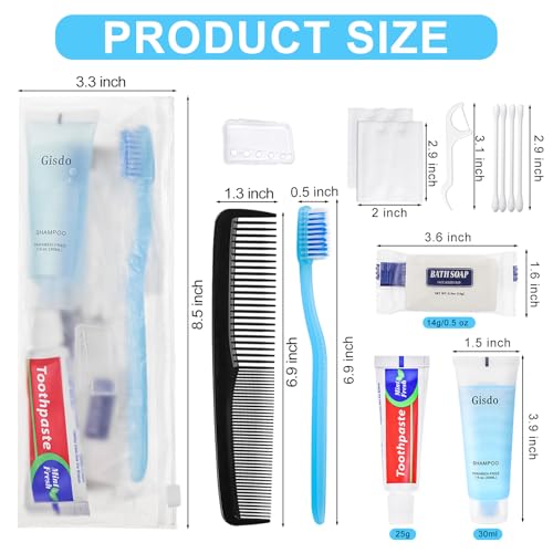 Gisdo 5 Kits Basic Toiletry Kits Homeless Personal Hygiene Kit Bulk Homeless Care Package Supplies Travel Toiletry Kit Homeless Hygiene Kit Bulk for Men Women Charity Toiletry Bag(10-IN-1)