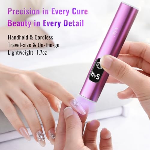 YSC Pink Handheld UV Nail Light Cordless Flash Cure Lamp with Dual Timers