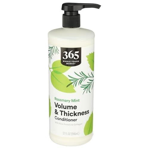 365 by Whole Foods Market, Volume & Thickness Conditioner with Rice Protein & Collagen, Rosemary Mint Scent, 32 Fl Oz