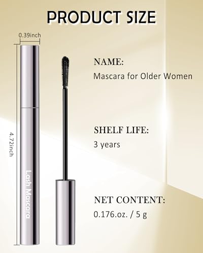Lestpola Waterproof Mascara for Mature Women, Lengthening & Smudge-Proof