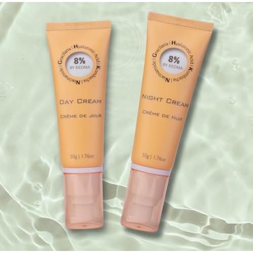 KEDMA 8% - Hydrating Day Cream with Hyaluronic Acid and Collagen - Radiance and Tone - Kombucha and Niacinamide - All Skin Types - Paraben, Sulfate, and Silicone-Free - 50g