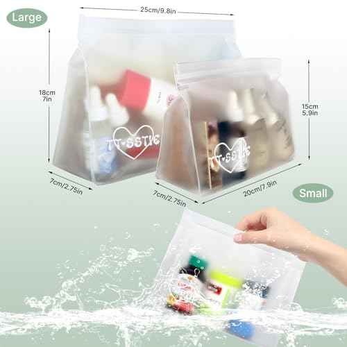 8 Pack Clear Toiletry bags, TSA Approved Quart Size Zipper Bags, PEVA Material BPA Free Leakproof Travel Makeup Cosmetic Bags, Carry on Airport Airline Compliant Bags for Wome&Men