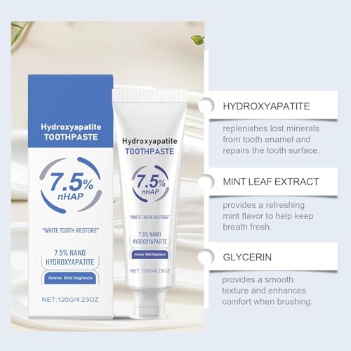 HydroxyapatiteToothpastes,7.5% hydroxyapatite Toothpaste,for Enamel Protection and Tooth Strengthening, Gentle Mint, Fresh Breath, Daily Use for Oral Health£¨2pcs£©