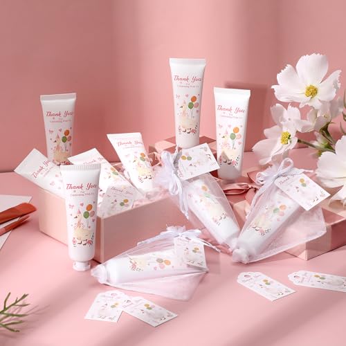 Demissle 50 Sets One Silly Goose Baby Shower Birthday Party Favors Travel Size Hand Cream Appreciation Hand Lotion with Cards and Bags Silly Goose Bulk Gifts for Guests Baby Shower Birthday(Pink)