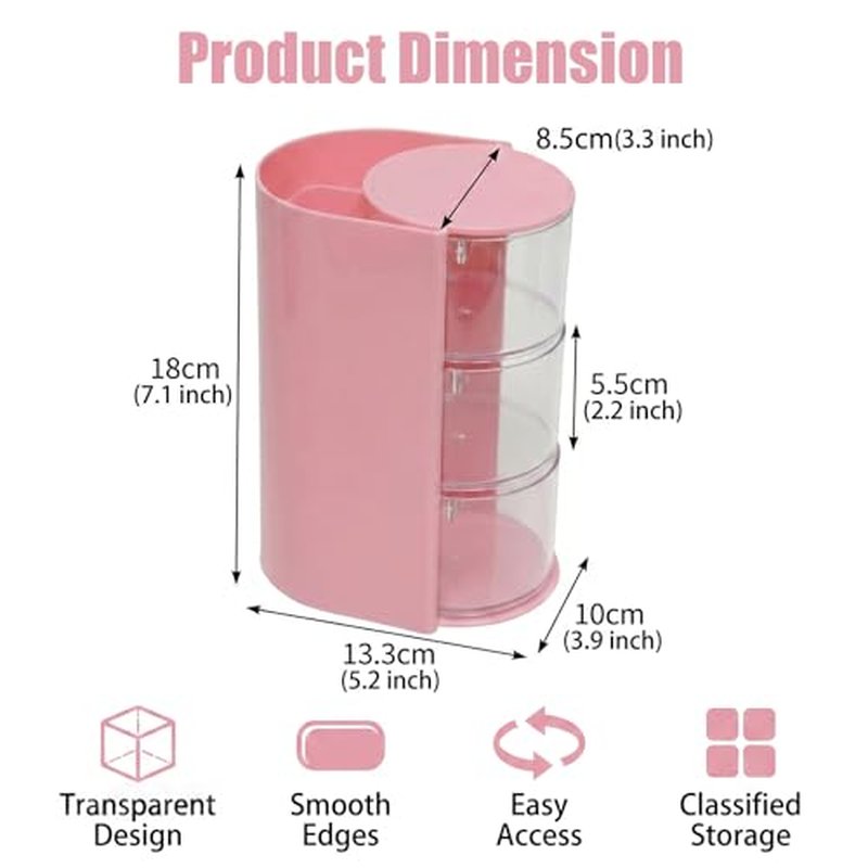 Marte Vanci 3-Tier Rotating Hair Accessory Organizer - Pink