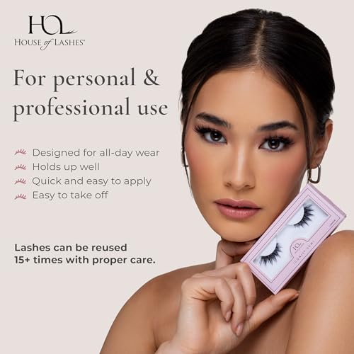 House of Lashes Iconic Demi - Comfortable Fake Eyelashes for Bold Cat-Eye Look look, Easy and Reusable Faux Mink Lashes for All Eye Shapes