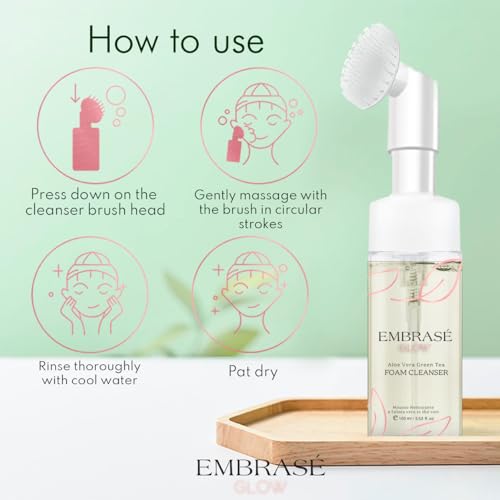 Foaming Facial Cleanser - Infused with Green Tea, Aloe Vera, and Cucumber - Facial Cleanser for Women & Men - Gentle for All Skin Types! - Natural Face Wash