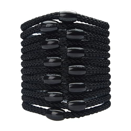L. Erickson Black Hair Ties for Thin Hair, Narrow Grab & Go Ponytail Holders, 12 Pack, Thin No-Crease Bands with Strong Hold, Damage-Free Design, Sleek Everyday Style