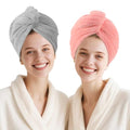 Microfiber Hair Drying Towel Wrap 2-Pack Gray & Pink