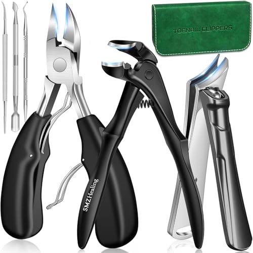 Toenail Clippers for Seniors & Thick Nails - 6PC Set with Long Handle