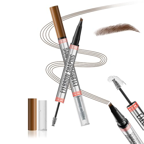 4-Fork Tip Eyebrow Pencil 2-in-1 with Gel & Brush, Waterproof