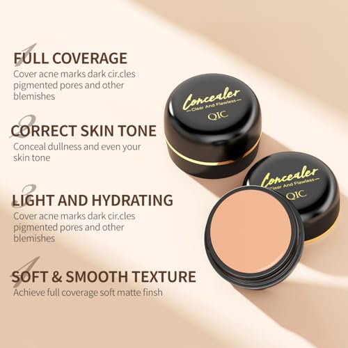 QIC Full Coverage Under Eye Concealer - Waterproof Pot, 0.53oz