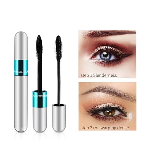 2 Pack 4D Silk Fiber Mascara - 5x Longer, Waterproof Black