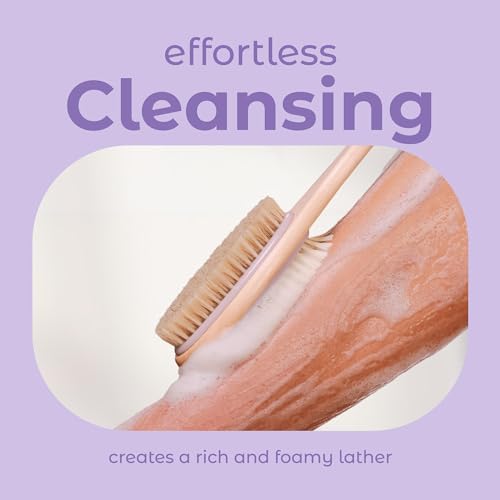 MainBasics Long Handle Back Scrubber Shower Brush - Dual Sided Lavender