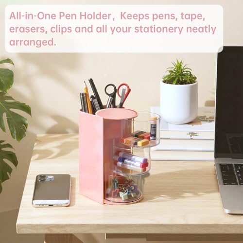 Anyisposs Pink 3-Layer Rotatable Hair & Jewelry Organizer - Modern Vanity Storage