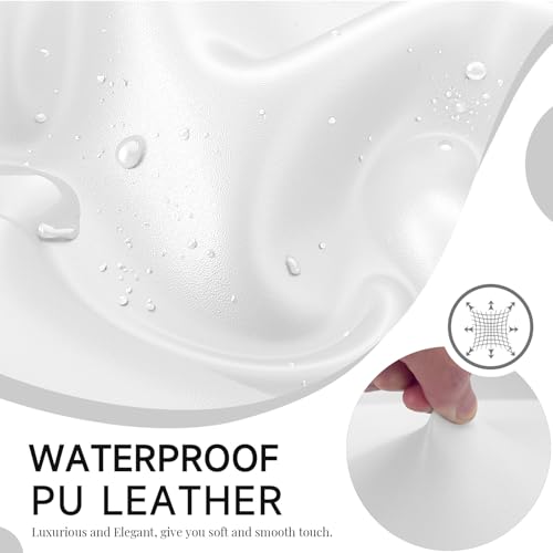 PU Leather Massage Table Cover Wipeable Vinyl Massage Table Cover Waterproof & Oilproof Lash Bed Covers Fitted 32" Wide (Pure White, 1 PCS)