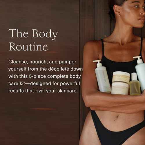 Oak Essentials The Body Routine Set | 5-Step Spa Kit with Blue Tansy Body Lotion, Body Oil, Wash, Scrub & Balm for Hydrated Skin