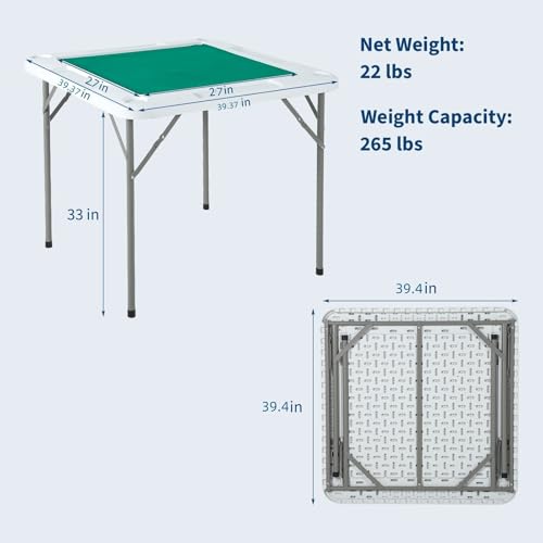 Mahjong Table 39.4" Folding 4-Player Card Desk with Cup Holders