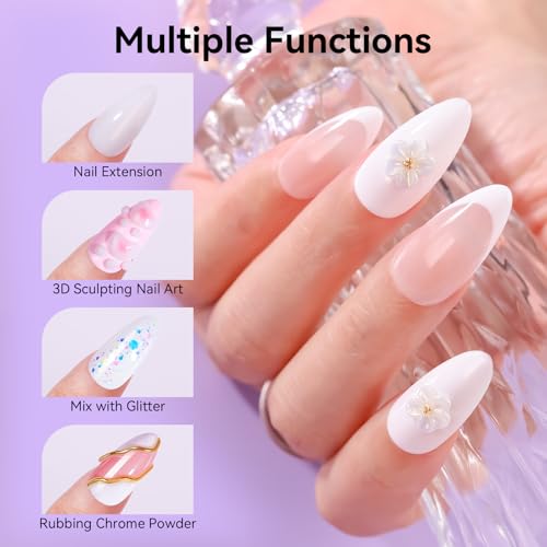 Makartt 4-in-1 White Solid Builder Gel - Non-Sticky 3D Nail Art & Extension Gel