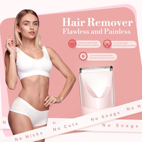 Bikini Trimmer for Women, Flyant 2 in 1 Electric Shaver for Women, Pubic Hair Trimmer Waterproof IPX7 with LED, Bikini Razor for Leg Arm Underarm Bikini Area, Teen Girl Gifts - Lavender Dream Purple