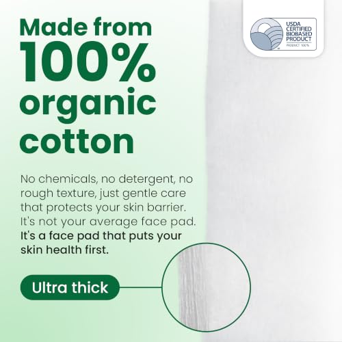Clean² Sensitive Skin Face Pads – 100% Organic Cotton, 60 Ct