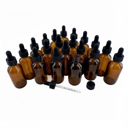 2oz Amber Glass Dropper Bottles with Scale - 20 Pack
