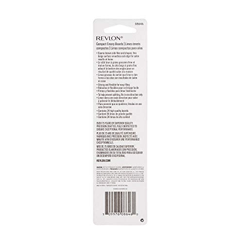 Revlon Compact Emery Boards - 24 Count Nail Files for Shaping & Smoothing - Travel Size
