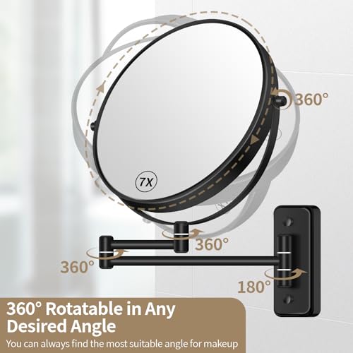 8" Wall Mounted Magnifying Mirror 1X/7X Makeup Shaving