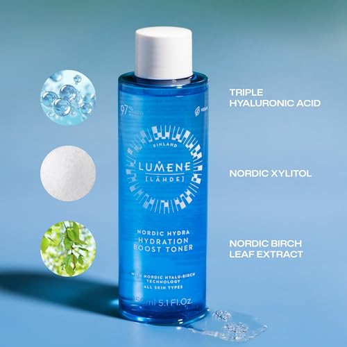 Lumene Nordic Hydra [L?HDE] Hydration Boost Toner | Lightweight, Moisturizing Liquid Toner | Long Lasting Hydration for Dry, Dull Skin | Prepares Dehydrated Skin for Skincare | Vegan | 150ml