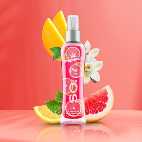 So...? Pink Grapefruit Body Mist - Fruity Citrus Spray for Women, 3.5 oz