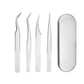 Professional Stainless Steel Eyelash Extension Tweezers, Straight and Curved Lash Tweezers Set for Eyelash Extension Artists Girls Women Beginners Tool (4Pcs/Set Eyelashes Tweezers)