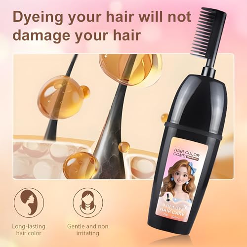 SEPSUMMER 3-in-1 Hair Color Comb - Brown Black Dye for Gray Coverage