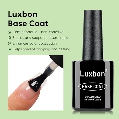 Luxbon No Wipe Gel Base Top Coat Set 2×15ml BT15ML for UV Nail Manicure