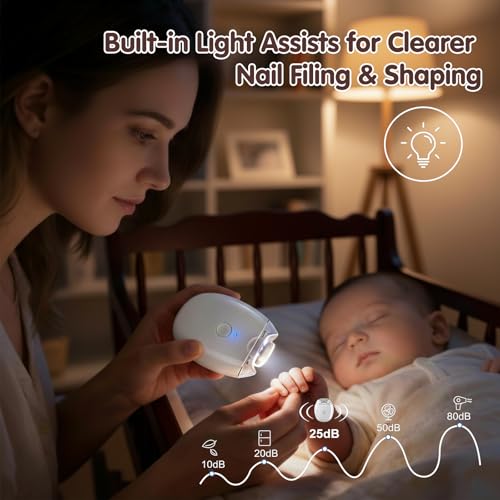 Electric Automatic Nail Clipper,Electric Nail Clippers for Seniors,Electric Automatic Nail Clipper Trimmer,Universal Automatic Fingernail Grinder with LED Light and 3-Speeds Control (2PCS)
