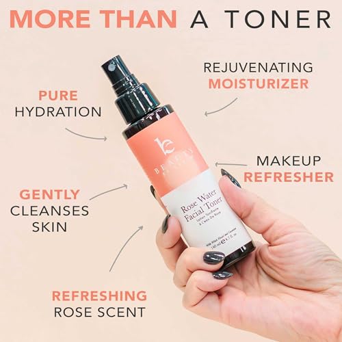 Rose Water Toner for Face - USA Made with Natural & Organic Ingredients, Hydrating Skin Toner Spray with Witch Hazel & Glycerin, Rosewater Face Mist, Alcohol-Free Face Toner for Dry and Sensitive Skin