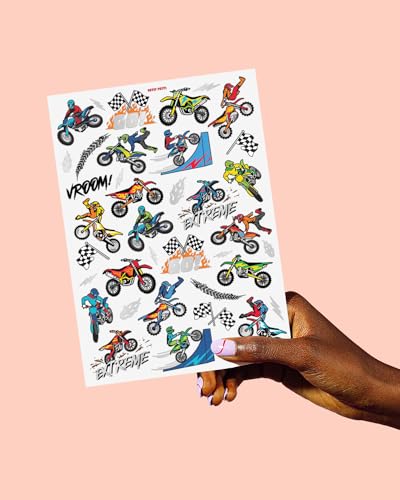 Dirt Bike Temporary Tattoos - 48 Silver Foil Designs