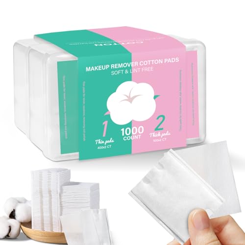 ICOTLE Makeup Cotton Pads - 200 Thick & 800 Ultra-Thin, Lint-Free